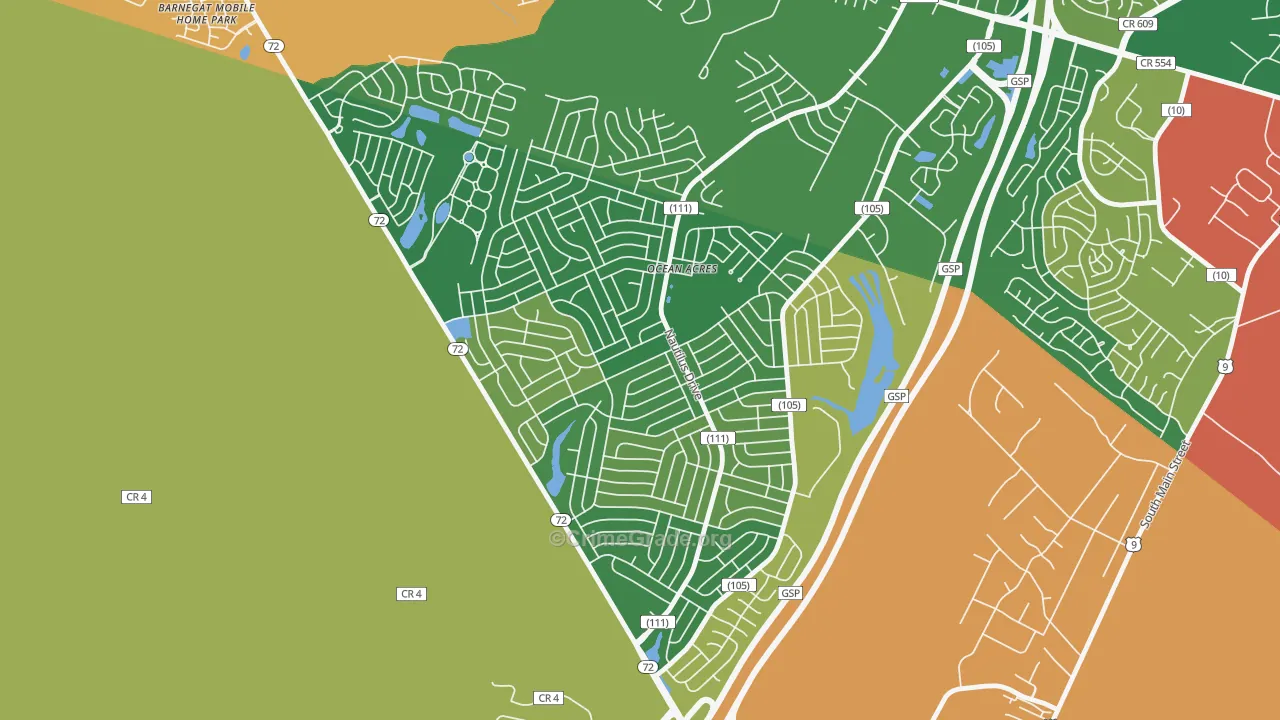 Ocean Acres, NJ Map of Burglary Rates