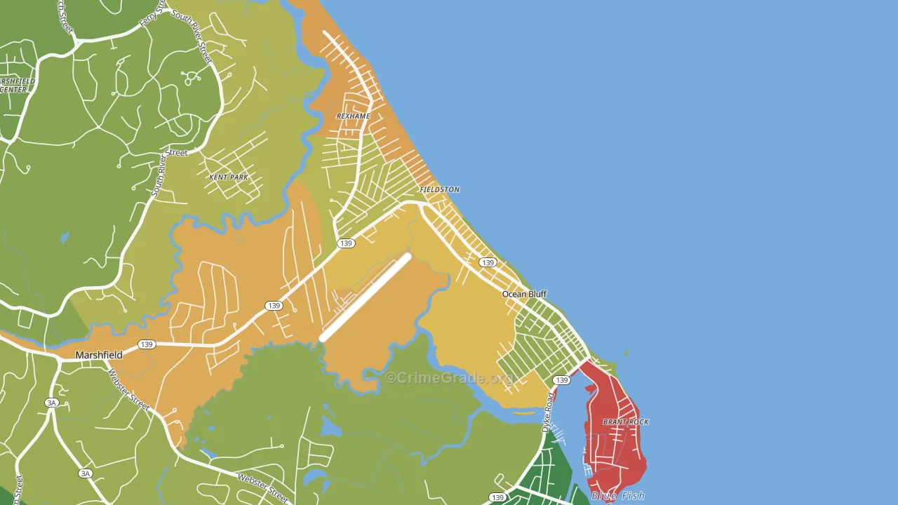 Ocean Bluff-Brant Rock, MA Map of Burglary Rates