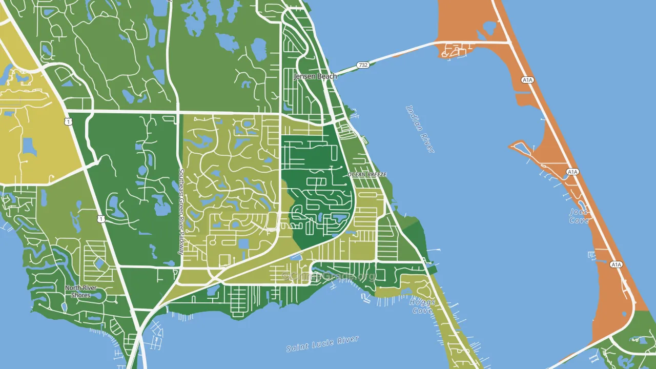 Ocean Breeze Park, FL Map of Burglary Rates