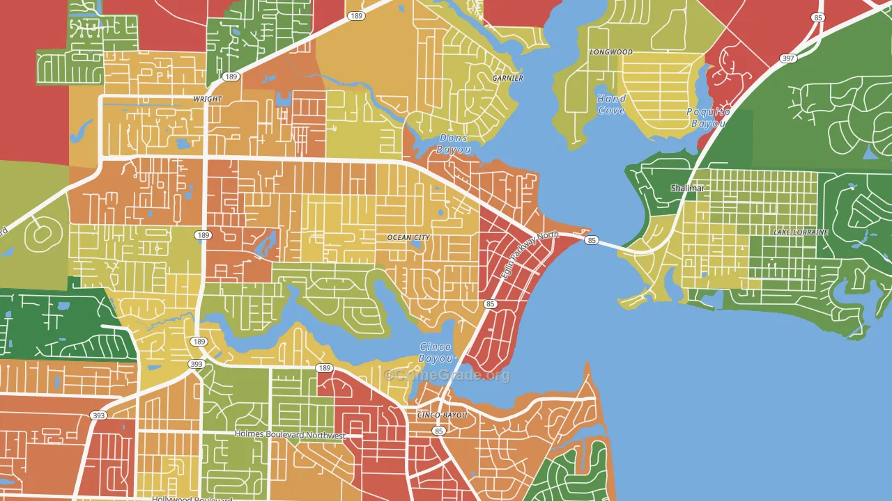 Ocean City, FL Map of Burglary Rates