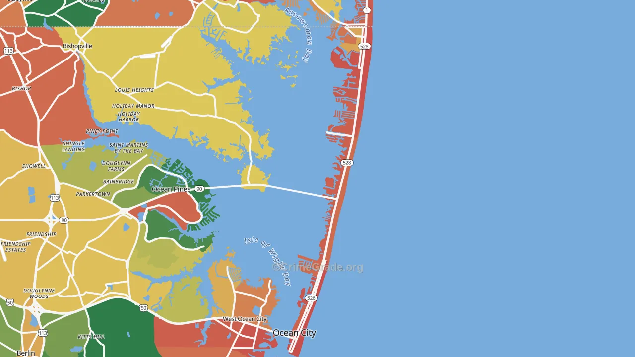 Ocean City, MD Map of Burglary Rates