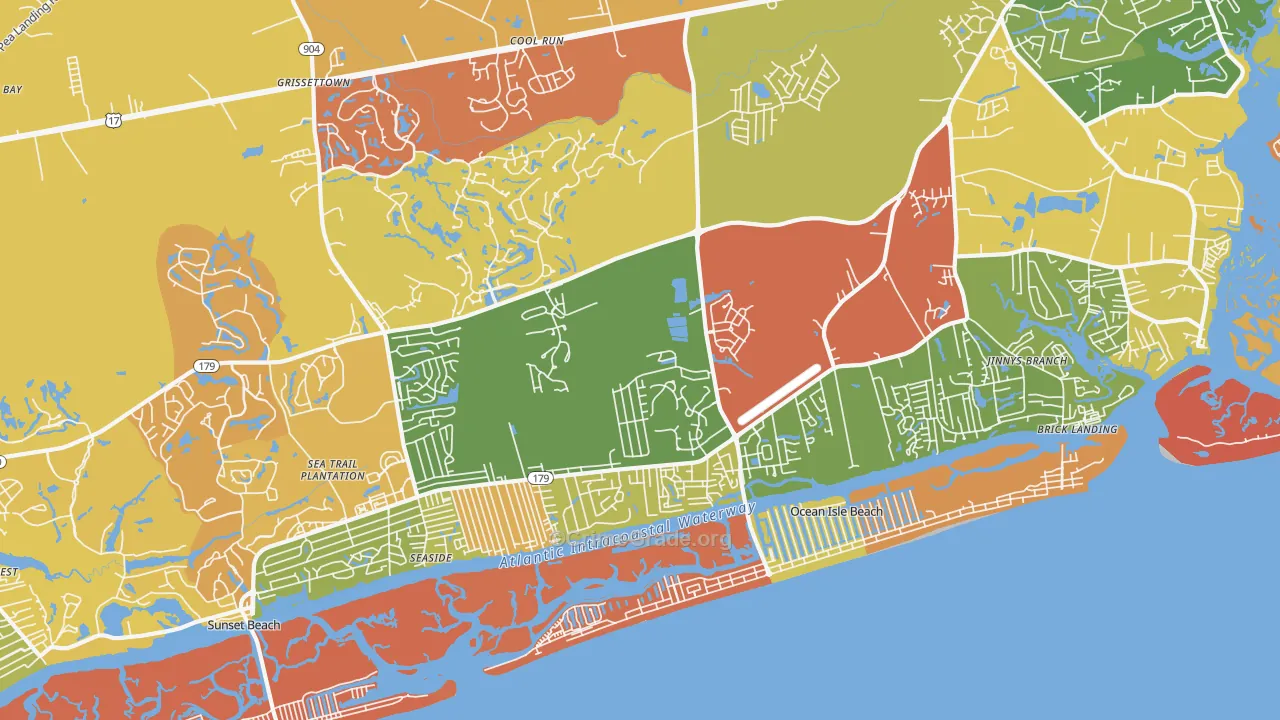 Ocean Isle Beach, NC Map of Burglary Rates