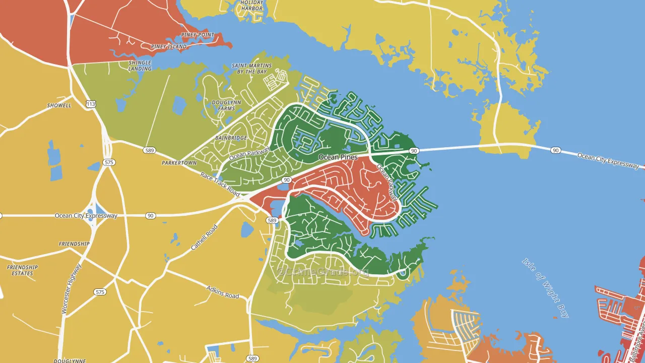 Ocean Pines, MD Map of Burglary Rates