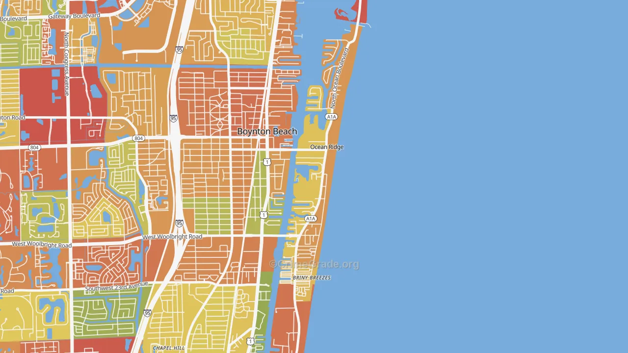 Ocean Ridge, FL Map of Burglary Rates