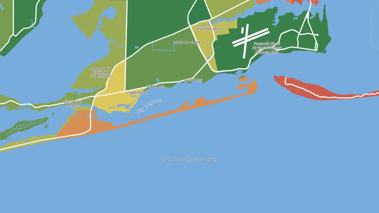 Ocean Springs, FL Map of Burglary Rates