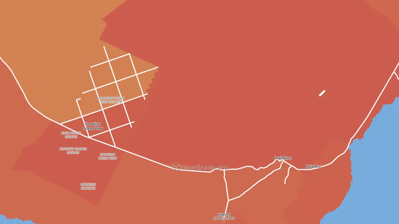 Ocean View, HI Map of Burglary Rates