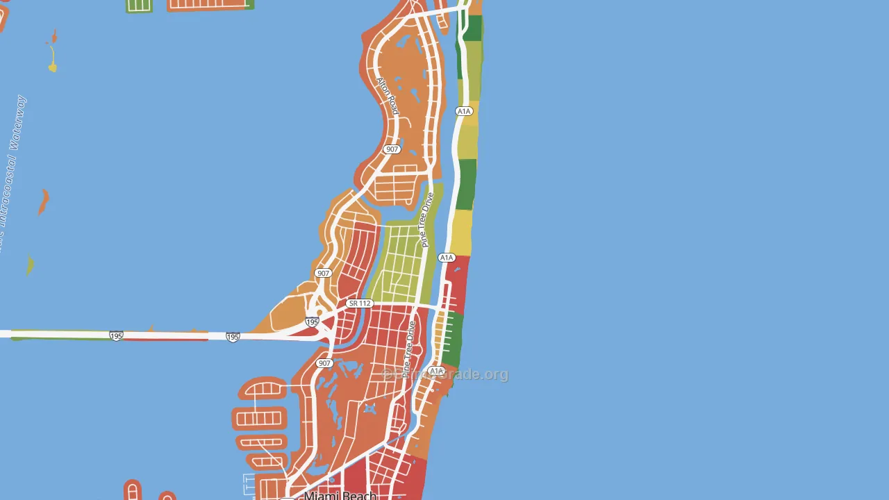 Oceanfront, Miami Beach, FL Map of Burglary Rates