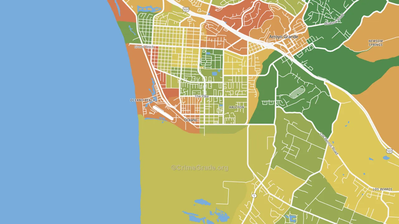 Oceano, CA Map of Burglary Rates