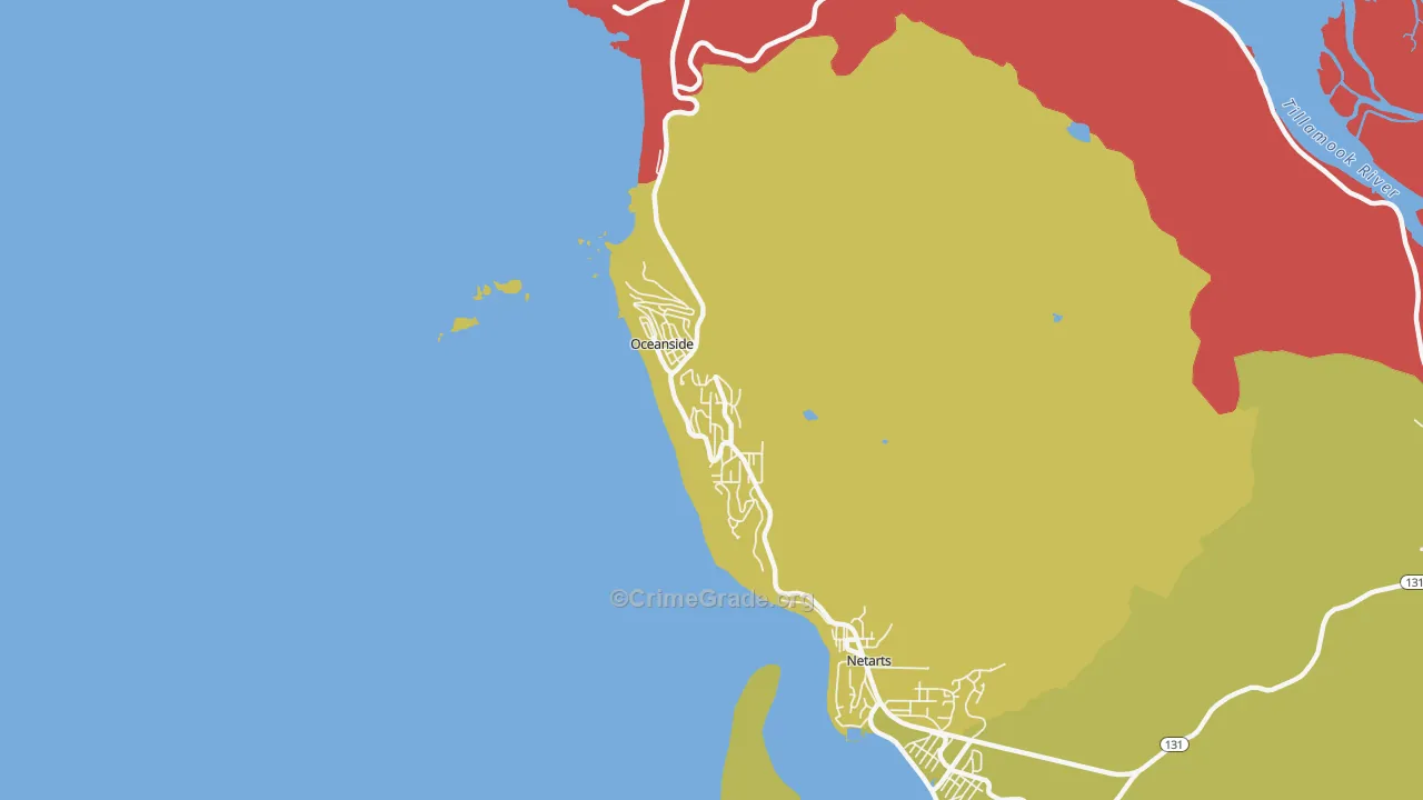 Oceanside, OR Map of Burglary Rates