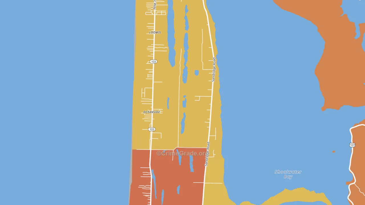 Oceanside, WA Map of Burglary Rates