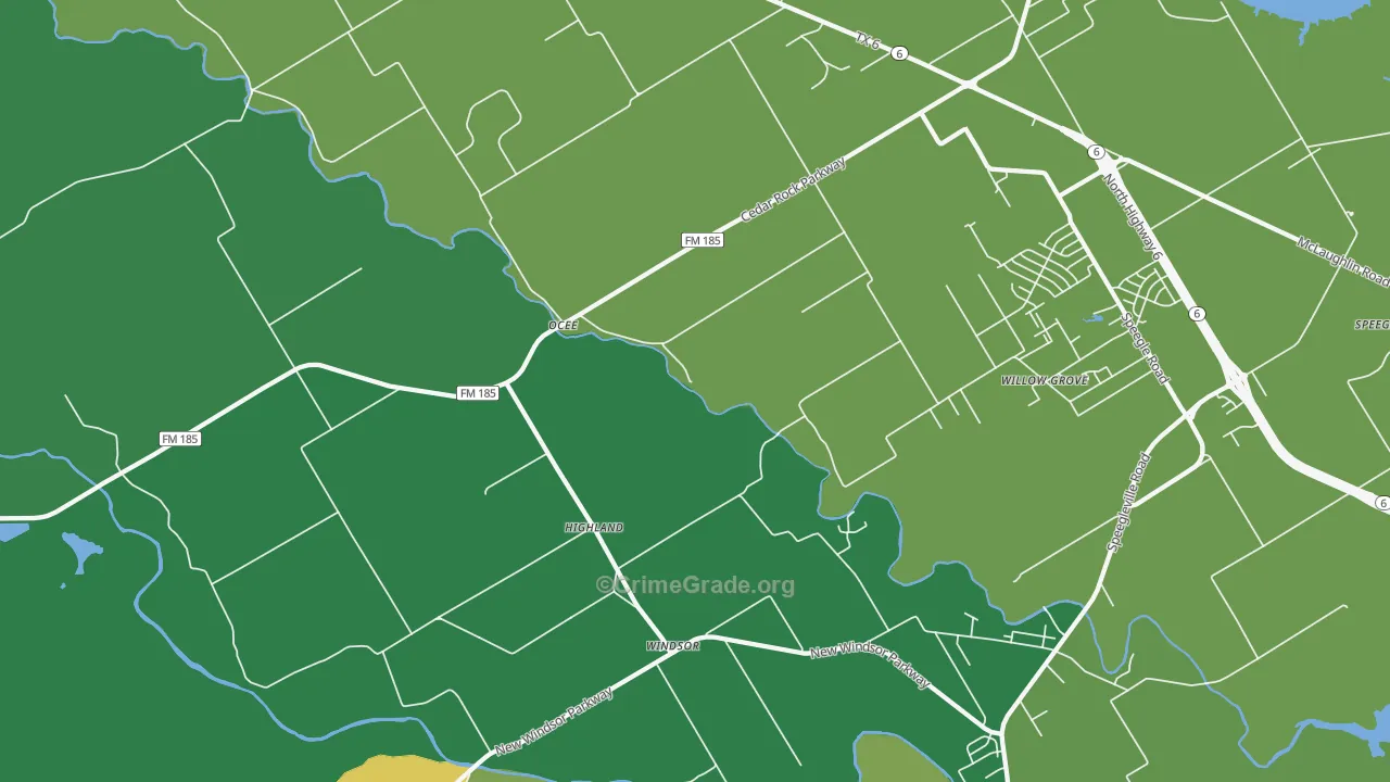 Ocee, TX Map of Burglary Rates