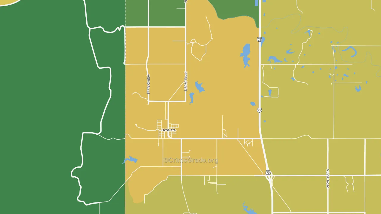 Ochelata, OK Map of Burglary Rates