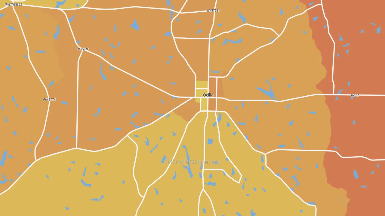 Ocilla, GA Map of Burglary Rates