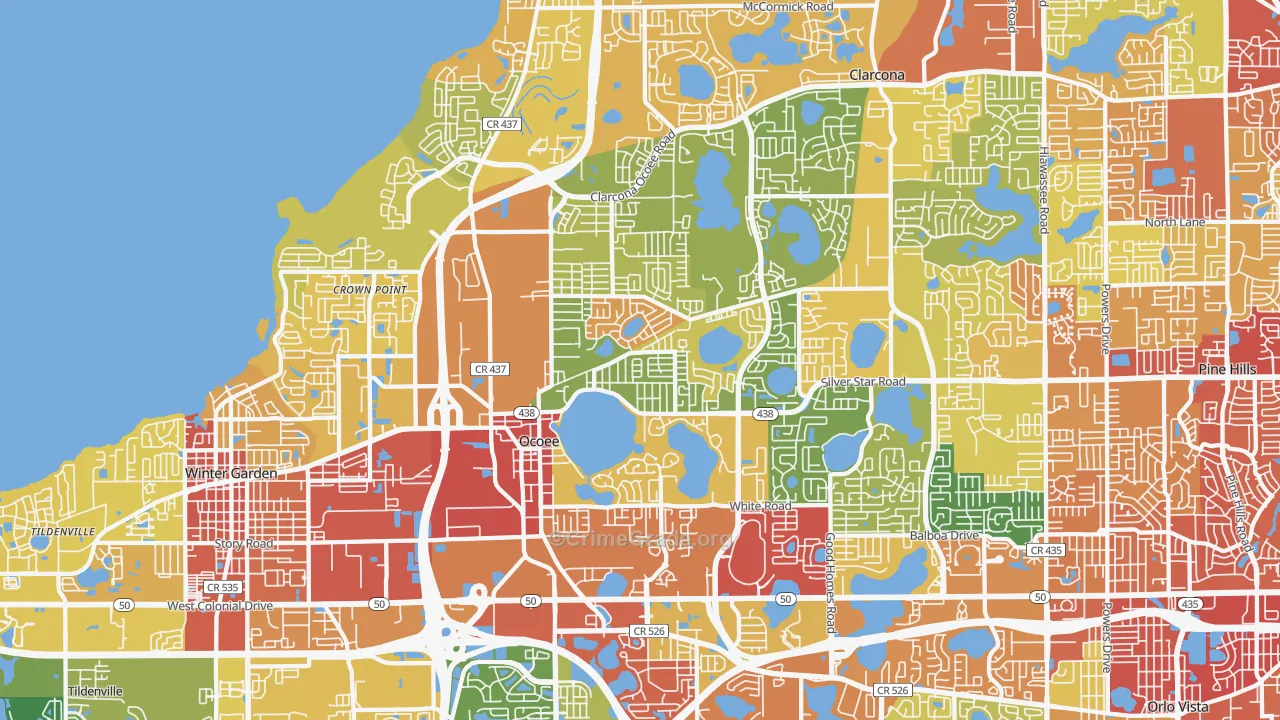 Ocoee, FL Map of Burglary Rates