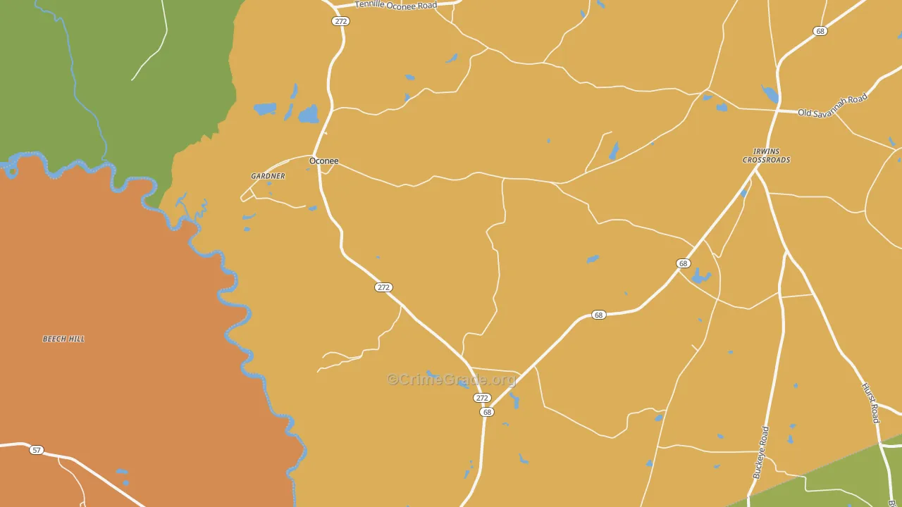 Oconee, GA Map of Burglary Rates
