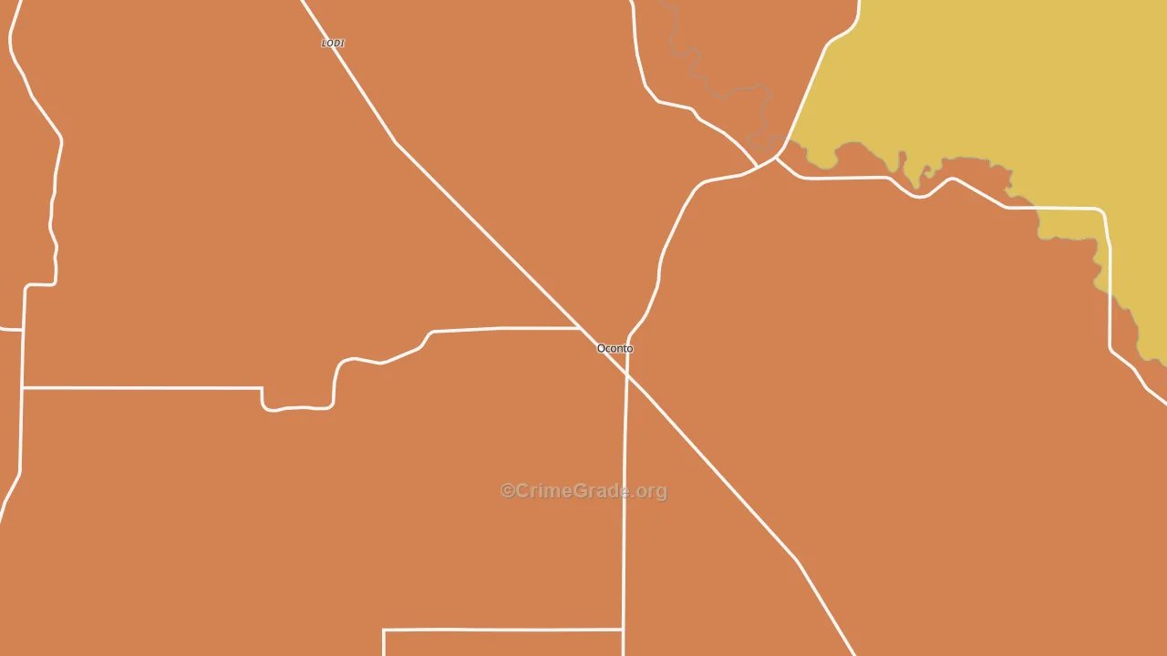 Oconto, NE Map of Burglary Rates