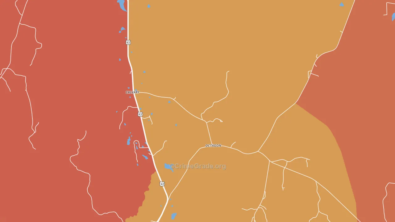 Octagon, AL Map of Burglary Rates