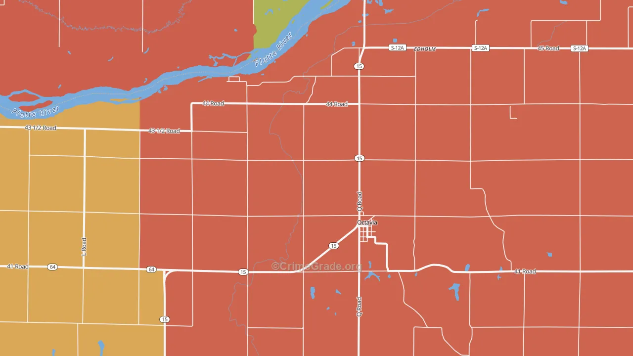Octavia, NE Map of Burglary Rates