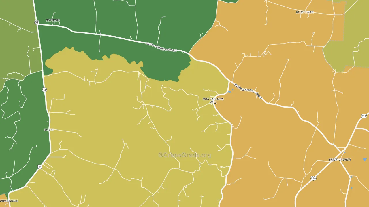 Odd Fellows Hall, TN Map of Burglary Rates