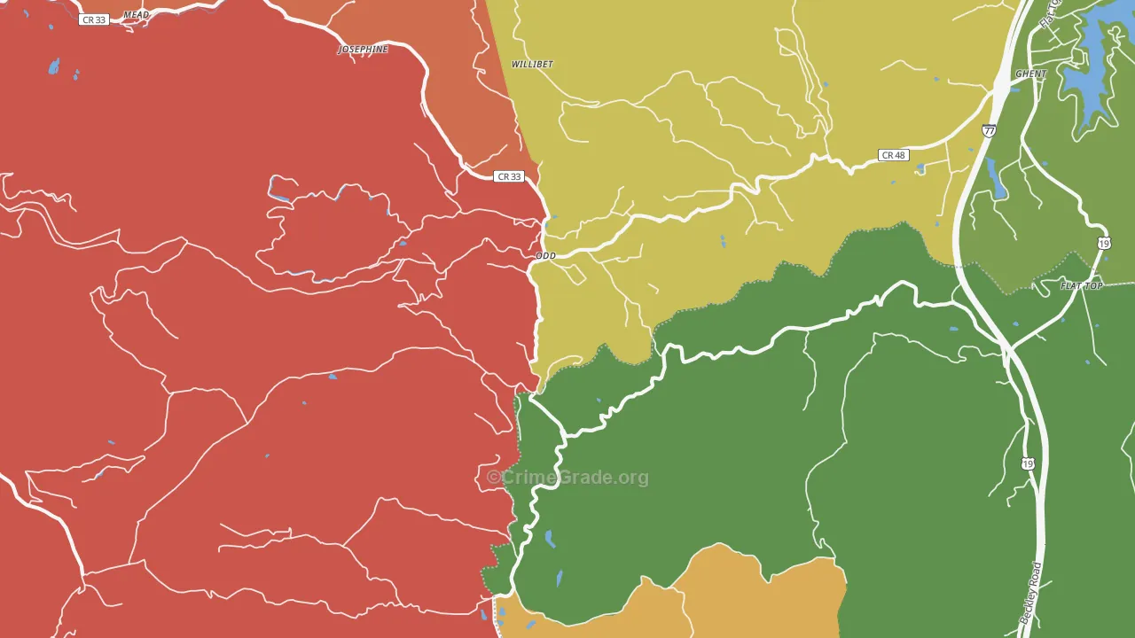 Odd, WV Map of Burglary Rates