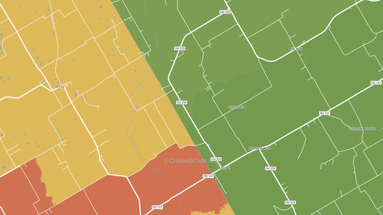Odds, TX Map of Burglary Rates