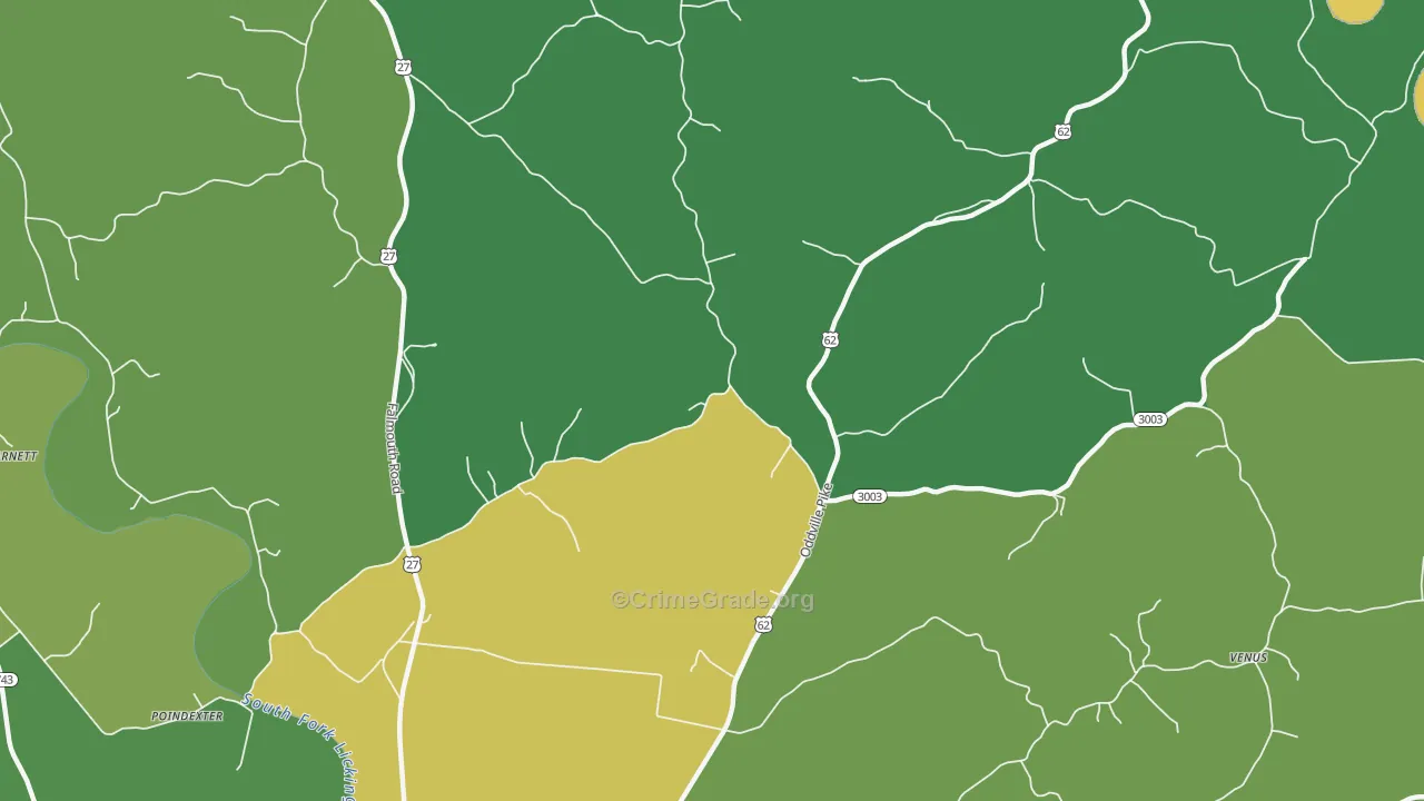 Oddville, KY Map of Burglary Rates