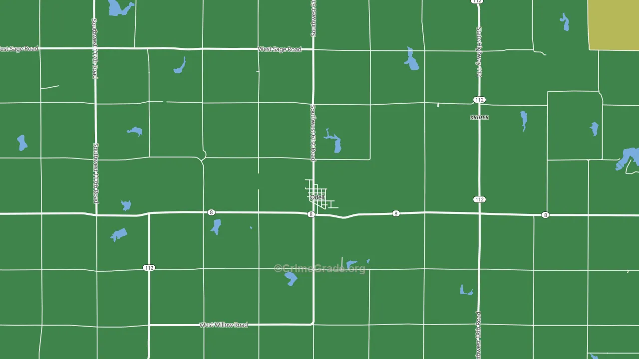 Odell, NE Map of Burglary Rates