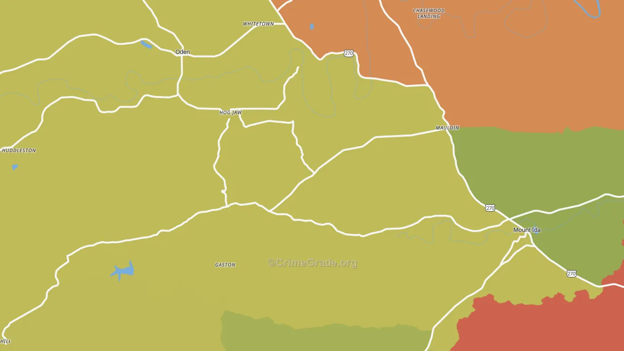 Oden, AR Map of Burglary Rates