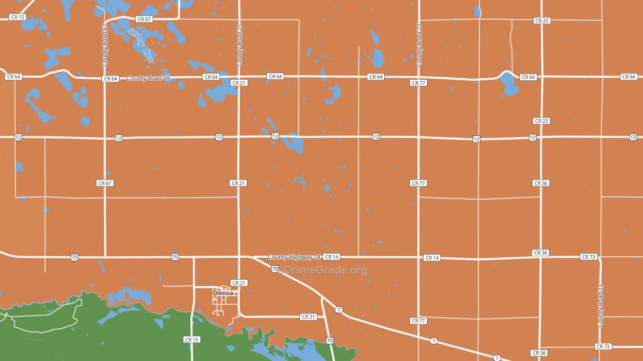 Odessa, MN Map of Burglary Rates