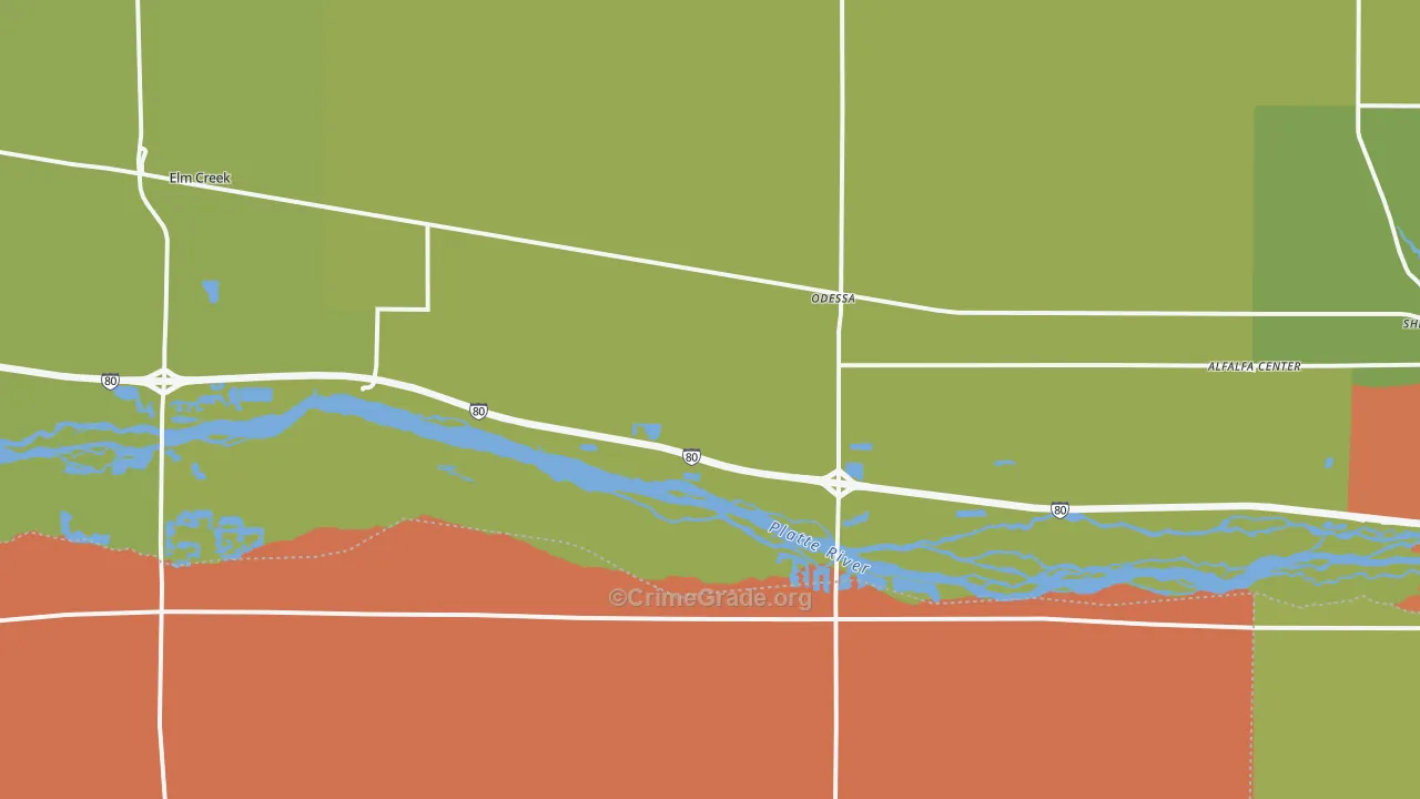 Odessa, NE Map of Burglary Rates
