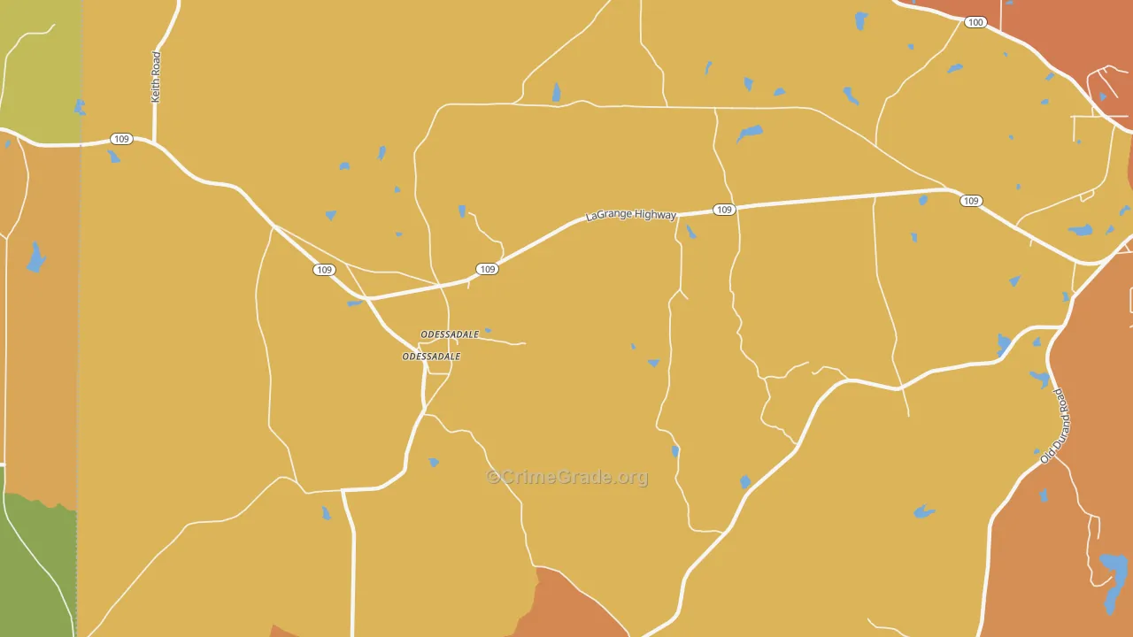Odessadale, GA Map of Burglary Rates
