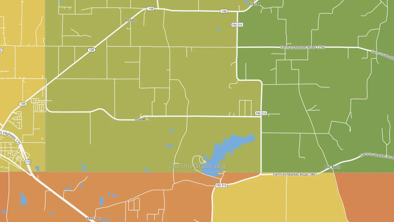 Odom, TX Map of Burglary Rates