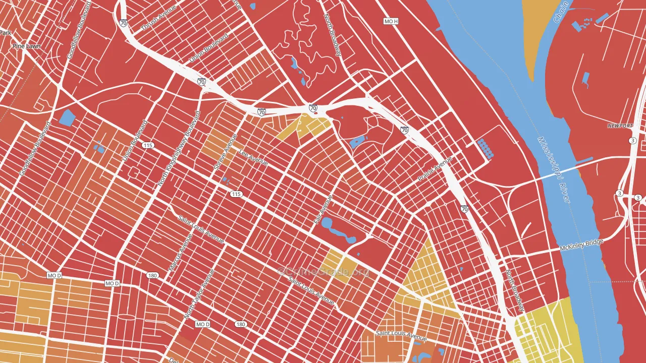O'Fallon, St. Louis, MO Map of Burglary Rates