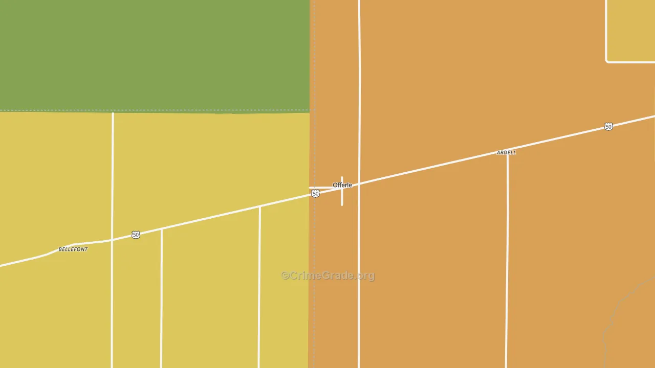 Offerle, KS Map of Burglary Rates