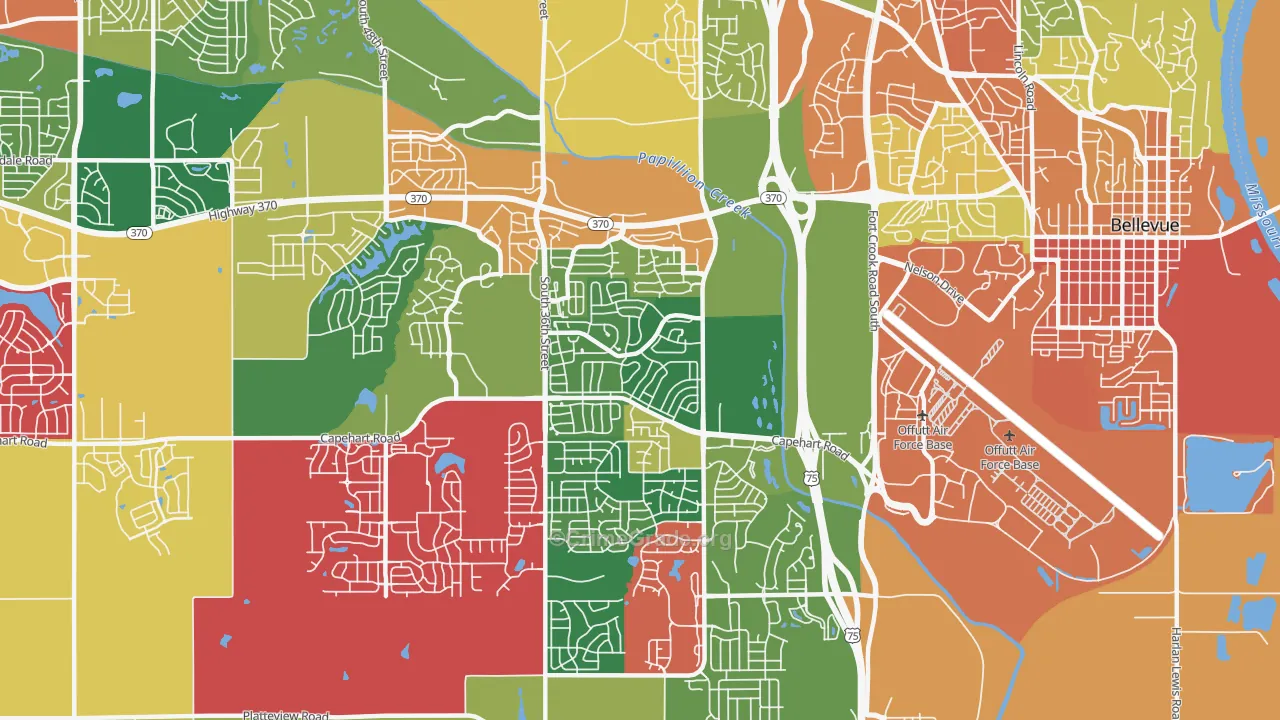 Offutt AFB, NE Map of Burglary Rates