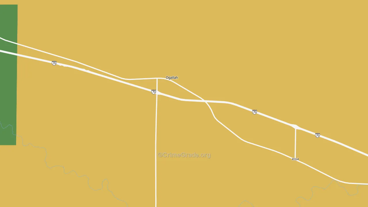 Ogallah, KS Map of Burglary Rates