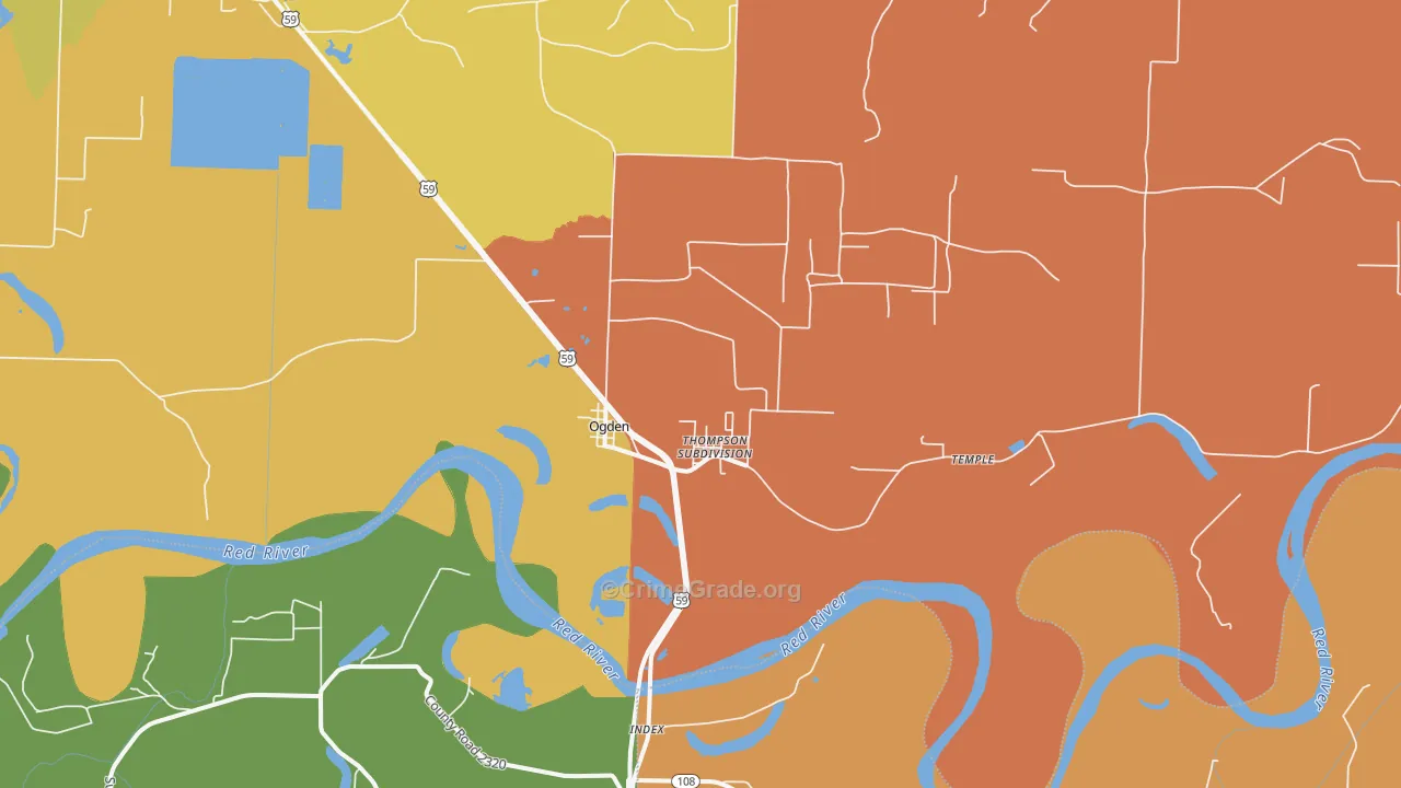Ogden, AR Map of Burglary Rates