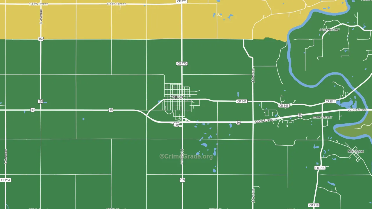 Ogden, IA Map of Burglary Rates