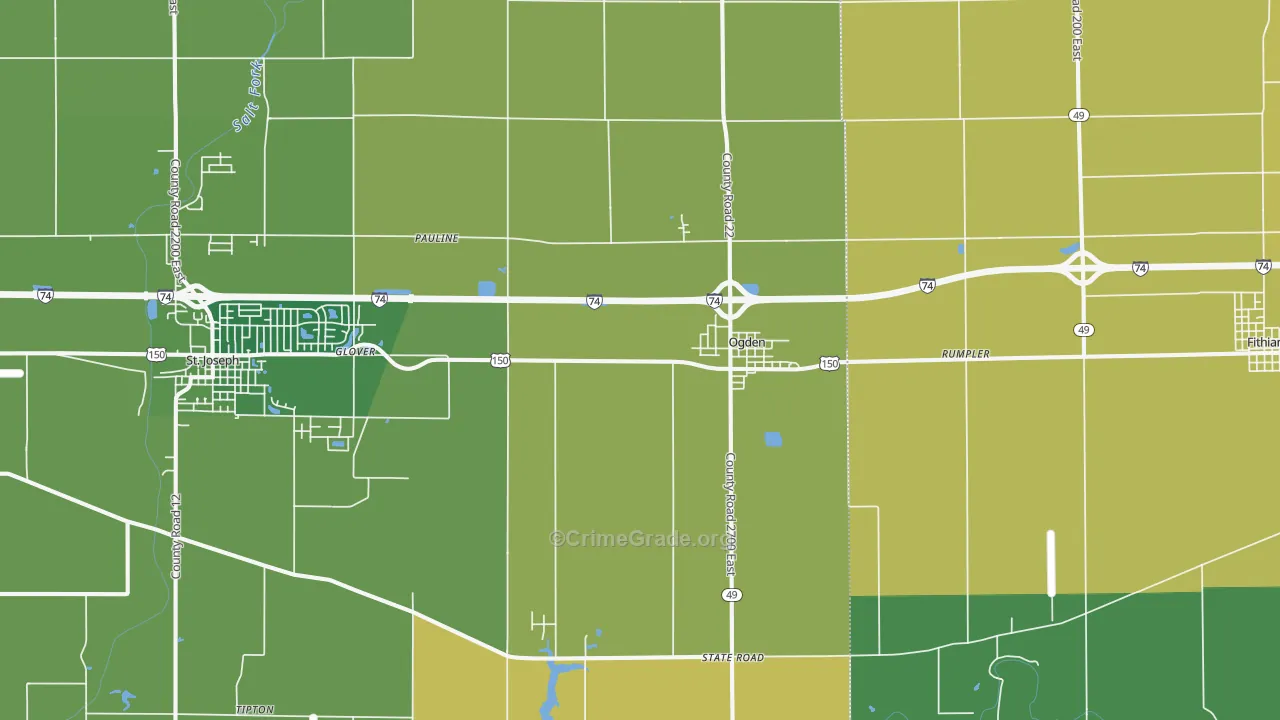 Ogden, IL Map of Burglary Rates