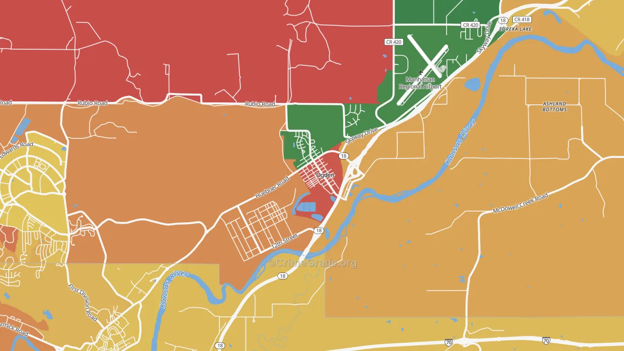 Ogden, KS Map of Burglary Rates