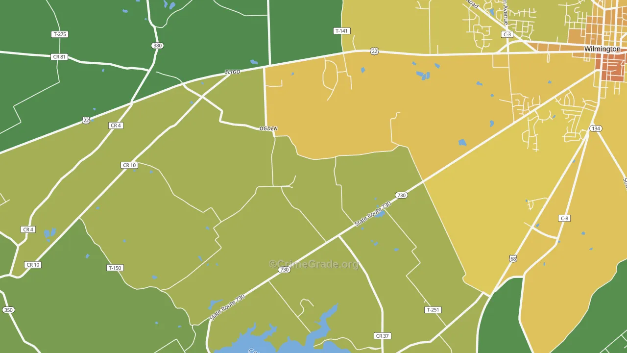 Ogden, OH Map of Burglary Rates