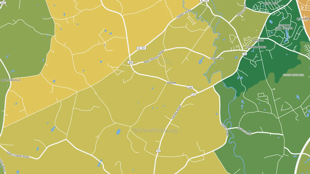 Ogden, SC Map of Burglary Rates