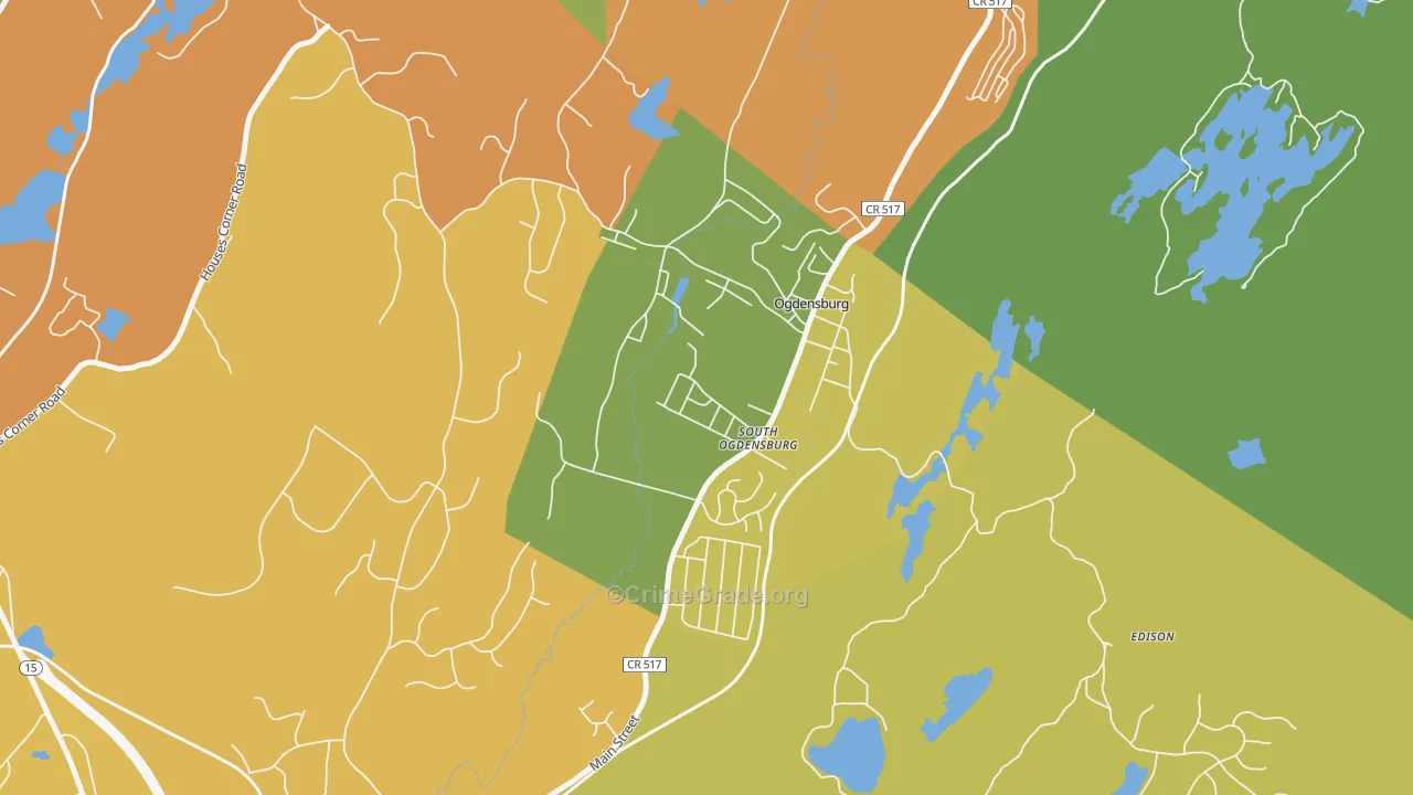 Ogdensburg, NJ Map of Burglary Rates