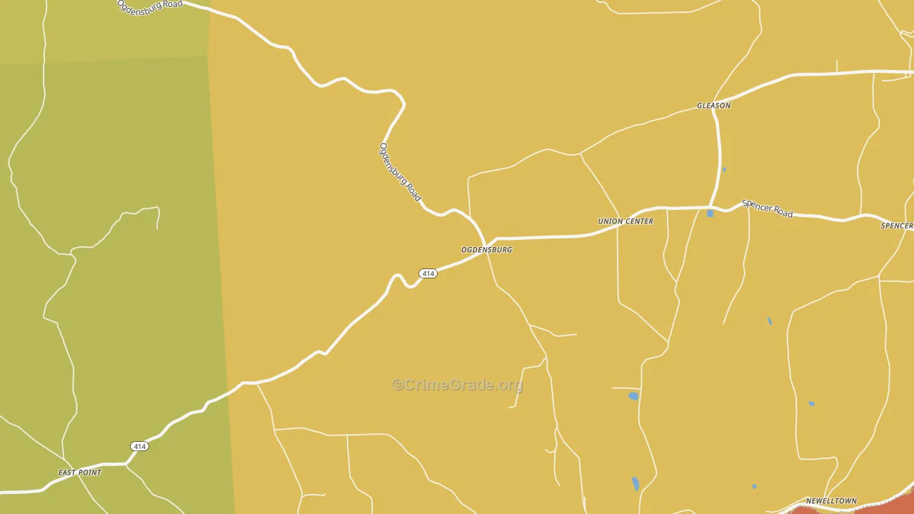 Ogdensburg, PA Map of Burglary Rates