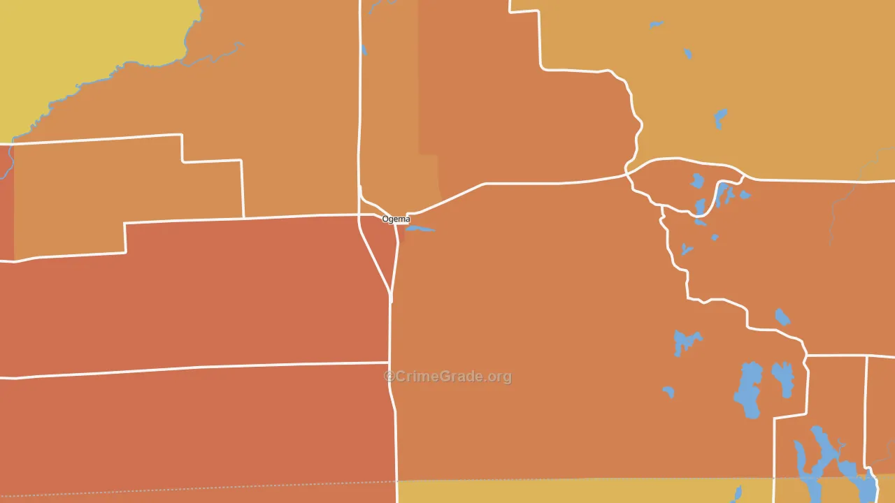 Ogema, WI Map of Burglary Rates