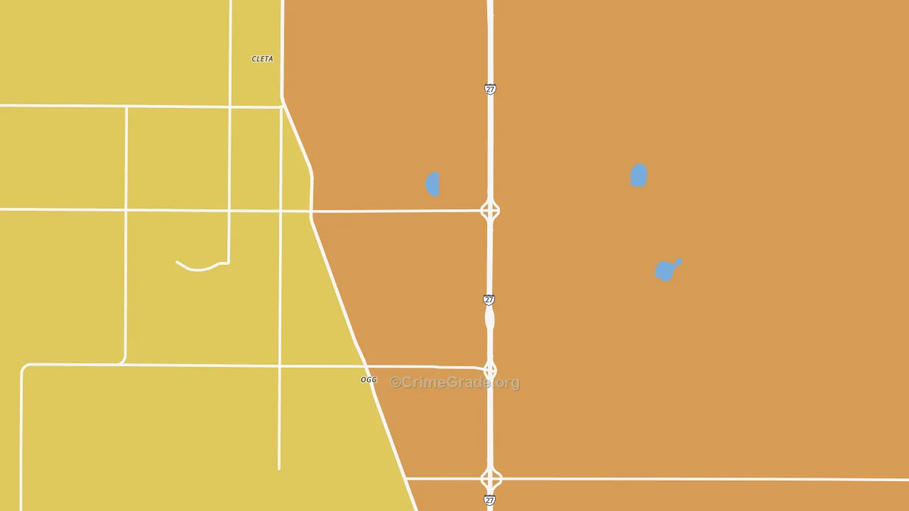 Ogg, TX Map of Burglary Rates