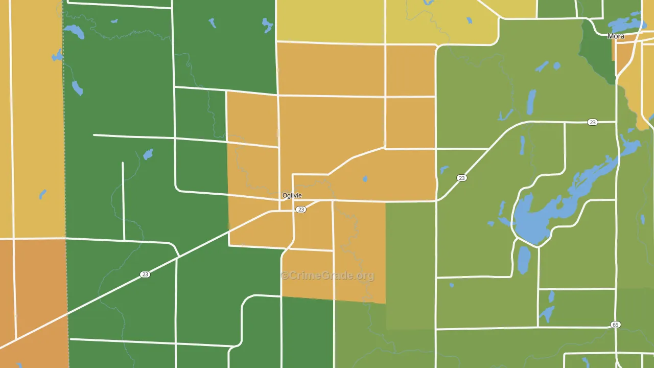Ogilvie, MN Map of Burglary Rates