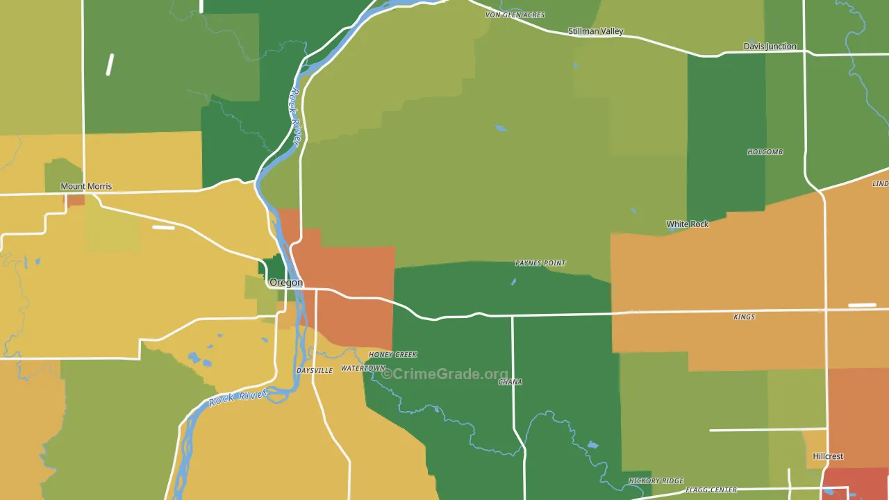 Ogle County, IL Map of Burglary Rates