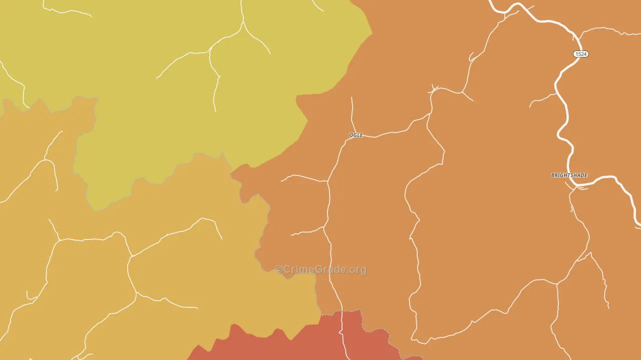 Ogle, KY Map of Burglary Rates