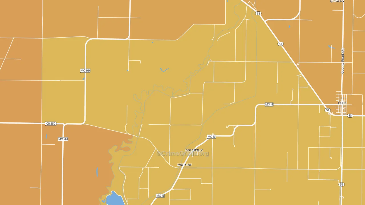 Oglesville, MO Map of Burglary Rates